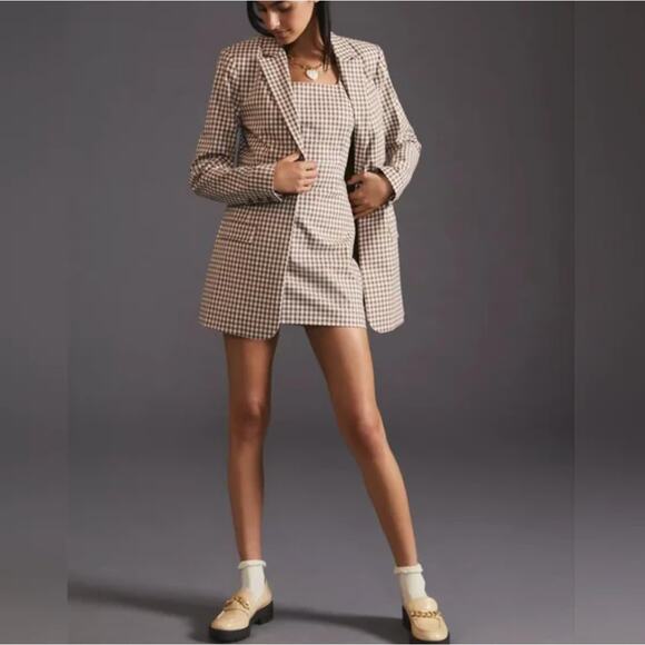 FAVORITE DAUGHTER Break Up Blazer Longline Brown Gingham Sz XL NWOT {L18} - Picture 5 of 12